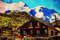 439090 Chalets In A Small Village On Lake Thun A4 Limited Edition Watercolour Print
