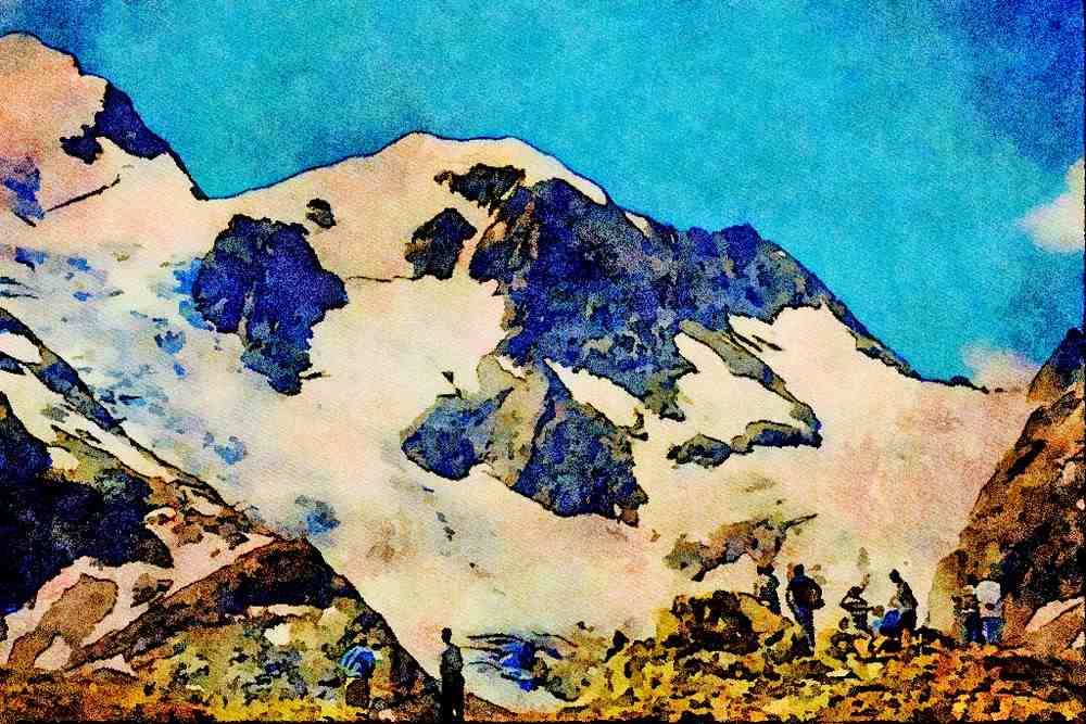 439091 View Of Steingletscher Glacier From The Top Of Susten Pass A4 Limited Edition Watercolour Print