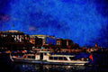 439098 Motor Launch Approaches The Quai Du Mont Blanc A4 Limited Edition Watercolour Print