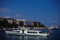439098 Motor Launch Approaches The Quai Du Mont Blanc A4 Photo Print
