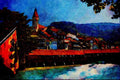 439099 View Of Stadtkirche, Parish Church And Thun A4 Limited Edition Watercolour Print