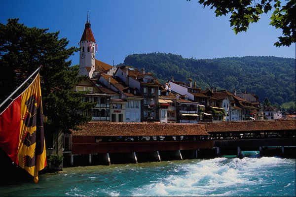 439099 View Of Stadtkirche, Parish Church And Thun A4 Photo Print