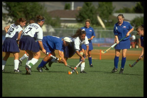 441013 Intense Checking In Women's Field Hockey A4 Photo Print