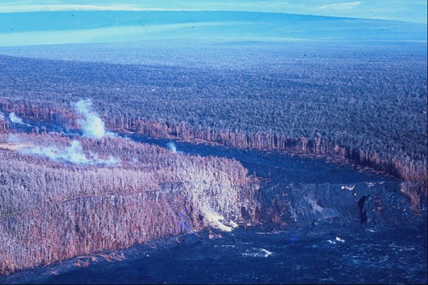 442023 Lava Through Native Forest, Cascading Into Aloi Crater A4 Photo Print