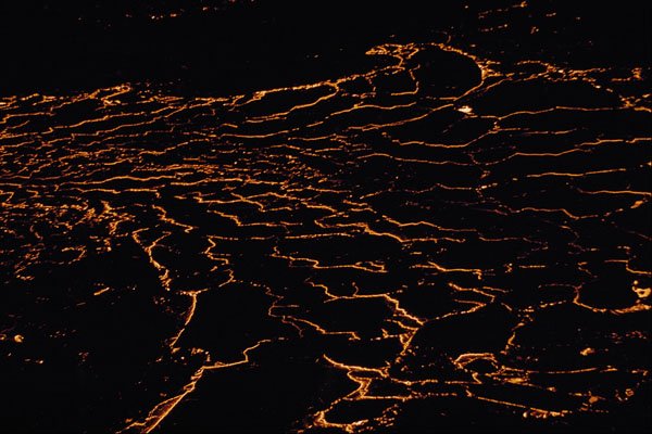 442035 Night View Of Lava Cracks, Halemaumau A4 Photo Print