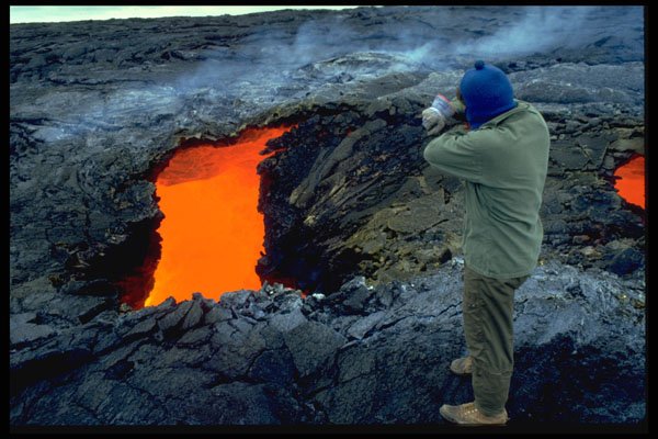 442097 Lava Flowing Under Dried Lava A4 Photo Print