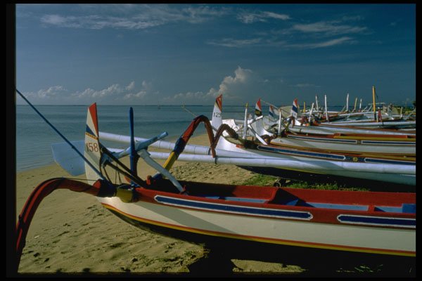 446000 Boats, Sanur Beach, Bali A4 Photo Print