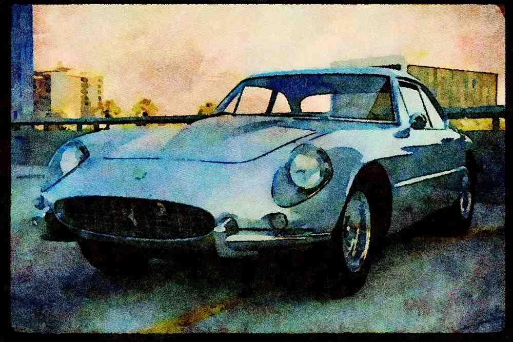 447014 1968 Ferrari 400 Super American Coupe A4 Limited Edition Watercolour Print