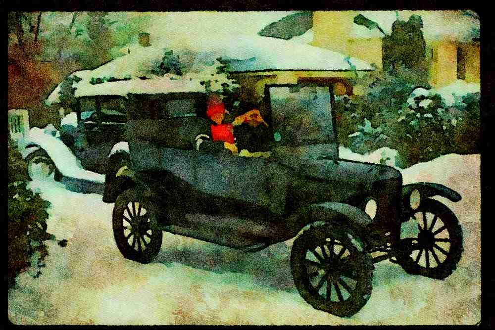 447091 1920 Model T Ford A4 Limited Edition Watercolour Print