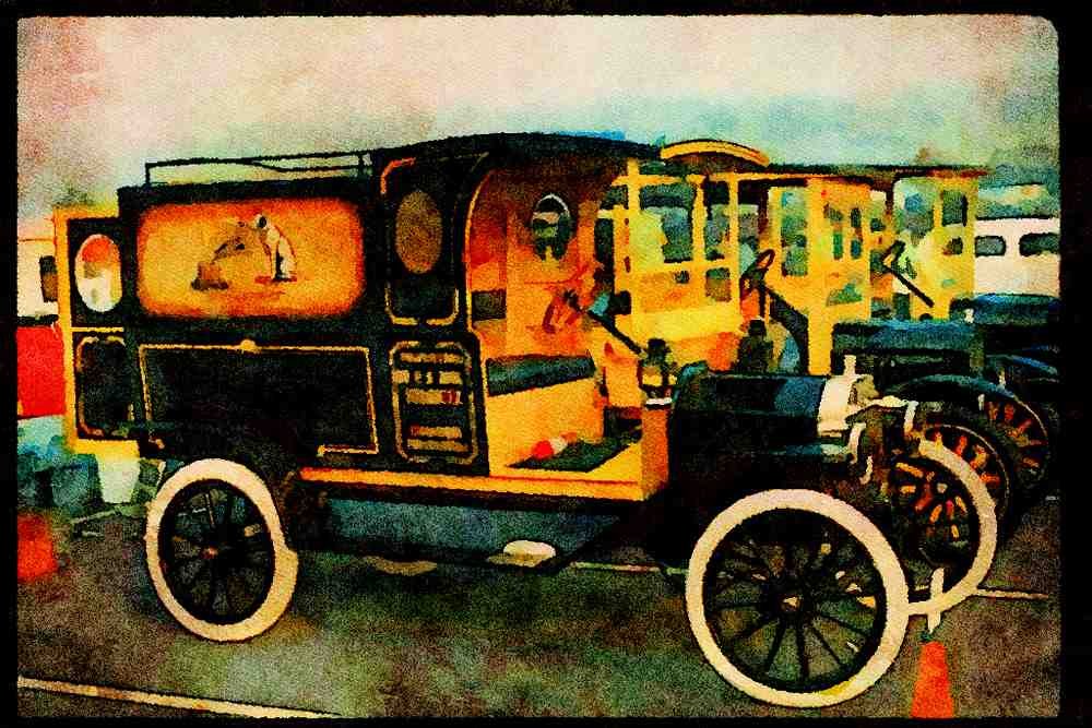 447092 1913 Model T Ford Pie Wagon A4 Limited Edition Watercolour Print