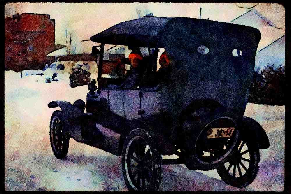447093 1920 Model T Ford A4 Limited Edition Watercolour Print