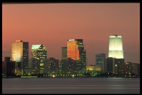 448022 Night Skyline, Miami A4 Photo Print