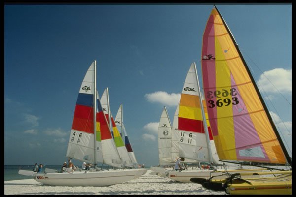 448073 Sailboats On The Beach At Clearwater A4 Photo Print