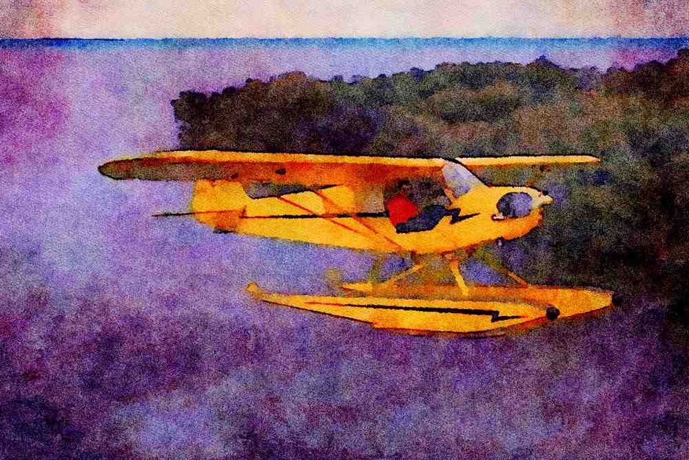 450023 Piper, J 3 Cub On Floats, 1941, Oshkosh, Wisconsin A4 Limited Edition Watercolour Print