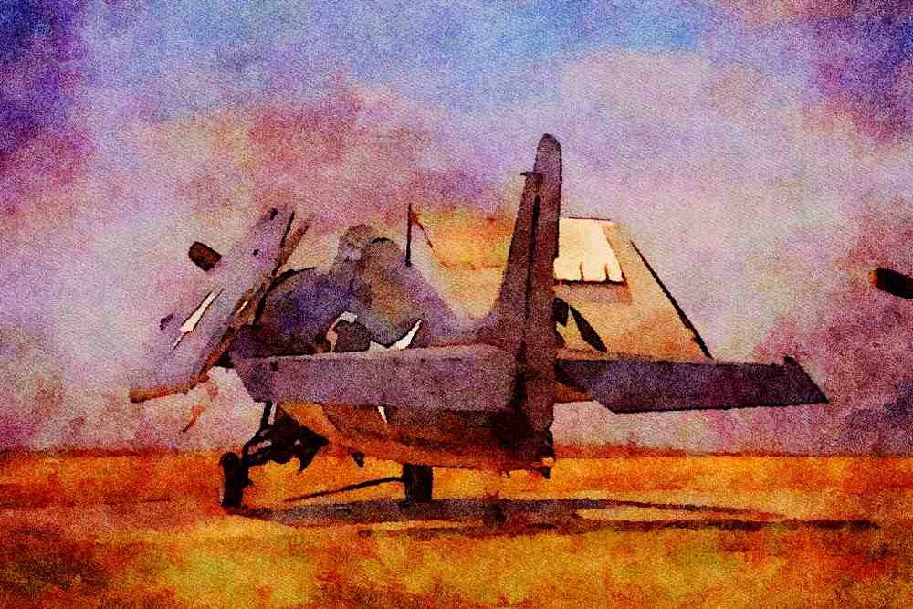 450041 Grumman, F4S Wildcat, World War II, Breckenridge, Texas A4 Limited Edition Watercolour Print