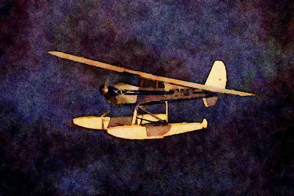 450042 Luscombe, 8a On Floats, 1947, Clear Lake, California A4 Limited Edition Watercolour Print