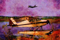 450085 Piper, PA 20 Pacer (foreground), Boeing 747 (background) A4 Limited Edition Watercolour Print