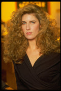 451008 Long Blonde Hair, Curly Style, Model Looking Very Serious A4 Photo Print