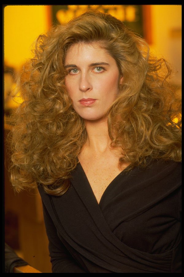 451008 Long Blonde Hair, Curly Style, Model Looking Very Serious A4 Photo Print