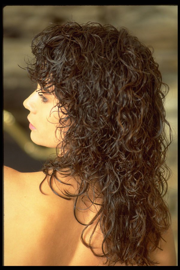 451020 Long Wet look Ring Curls A4 Photo Print