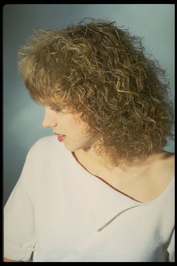 451029 Coy looking Blonde, Spiral Curls, Looking Down A4 Photo Print