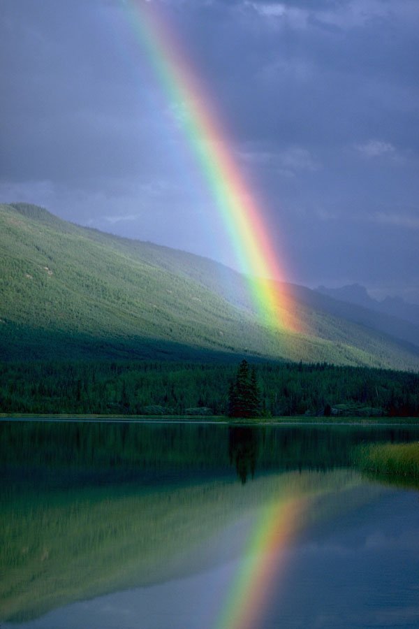 454031 Rainbow At Rabbitkettle Lake, Northwest Territories A4 Photo Print