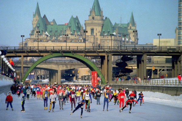 454033 Skaters On The Rideau Canal, Ottawa, Ontario A4 Photo Print