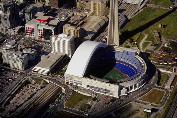 454078 SkyDome And CN Tower, Toronto, Ontario A4 Photo Print