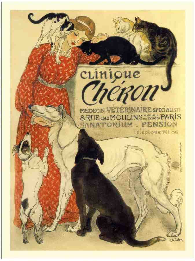 455 clinique cheron cats and dogs theophile alexandre steinlen france 1905 2 Vintage Advert A4 Photo Print