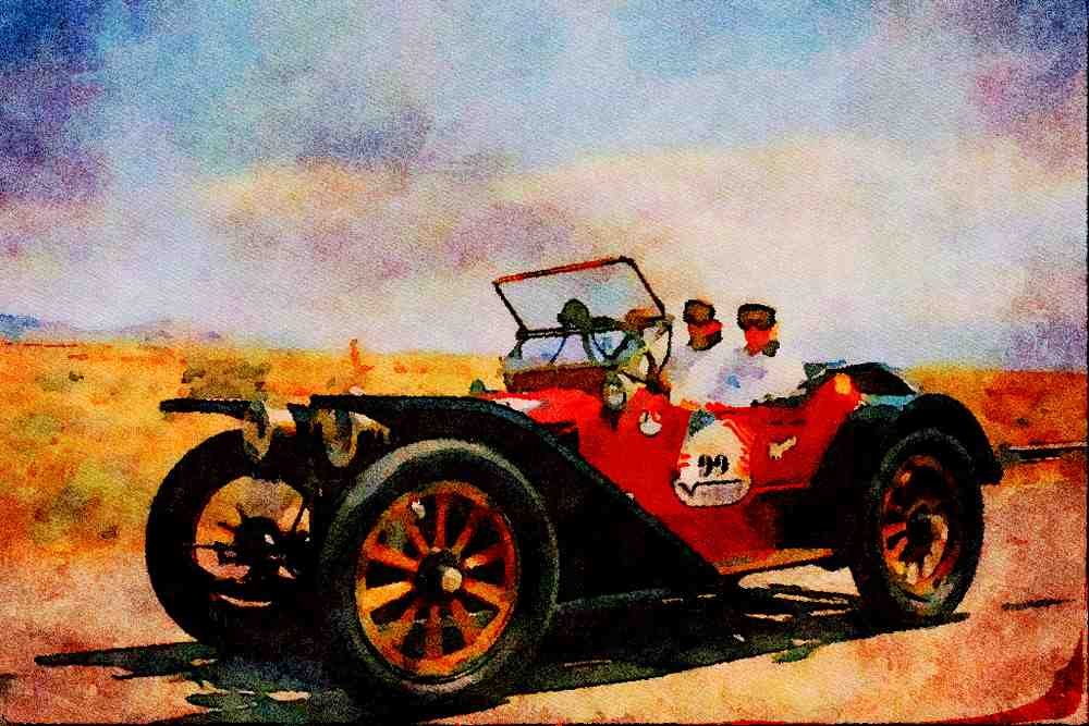 455002 1913 American Eagle Underslung Roadster A4 Limited Edition Watercolour Print