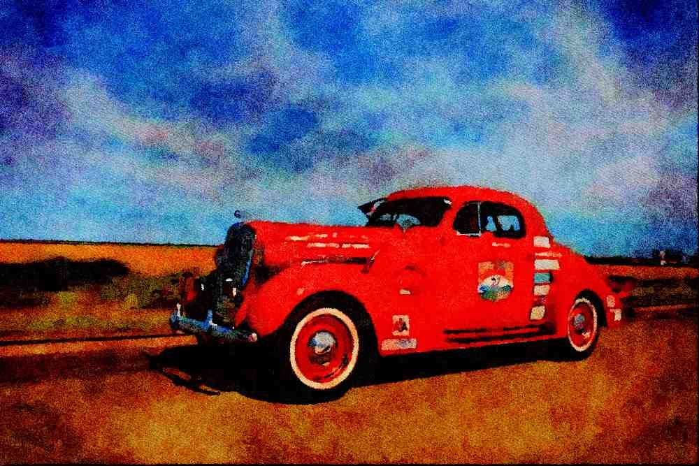 455042 1935 Ford 3 window Coupe A4 Limited Edition Watercolour Print