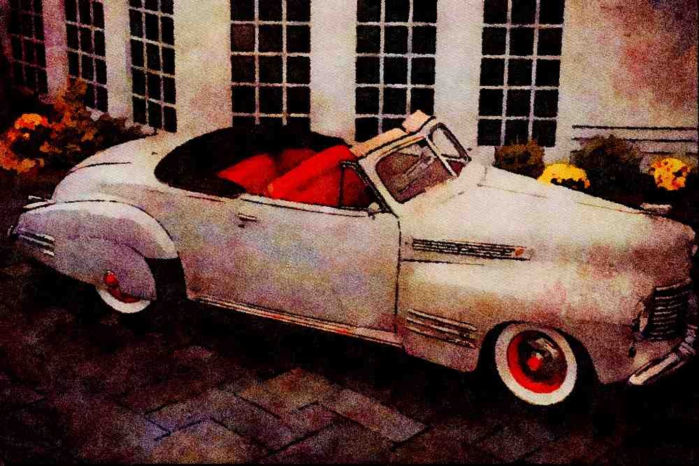455050 1941 Cadillac 2 door Convertible A4 Limited Edition Watercolour Print