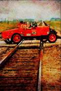 455059 1929 Ford Speedster On Railroad Tracks A4 Limited Edition Watercolour Print