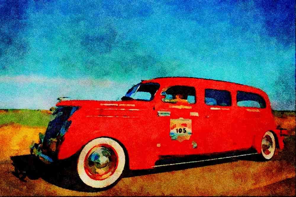 455062 1937 Ford Floral Delivery Truck A4 Limited Edition Watercolour Print