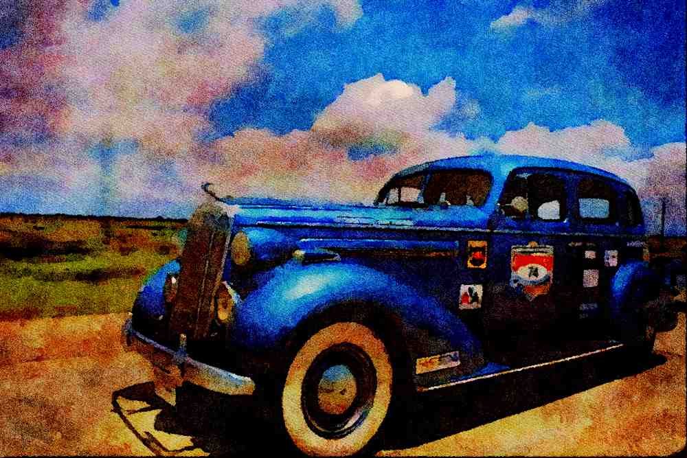 455077 1936 Buick Model 60 Sedan A4 Limited Edition Watercolour Print