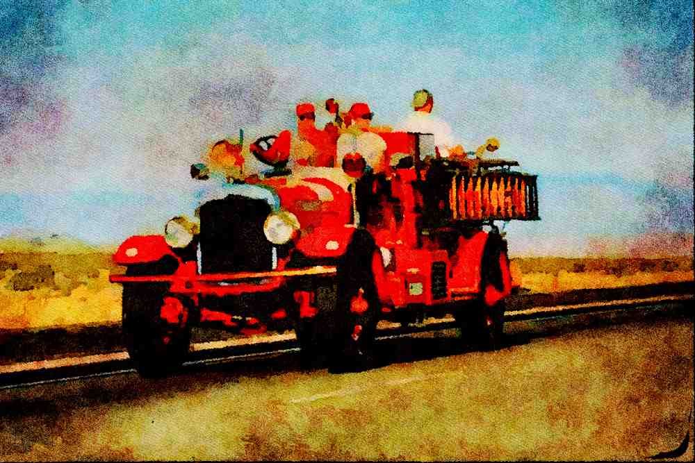 455080 1935 American LaFrance Fire engine A4 Limited Edition Watercolour Print