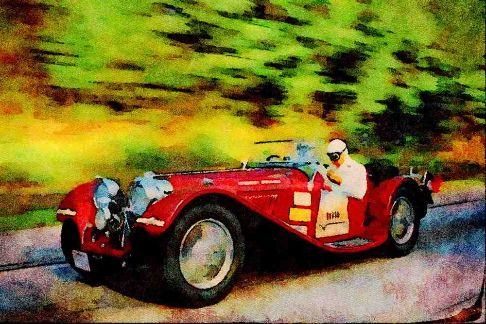 455086 1936 SS 100 Jaguar A4 Limited Edition Watercolour Print