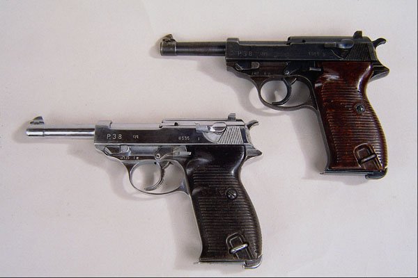456039 Two German P38 Automatic Pistols, 9mm, One Chrome A4 Photo Print