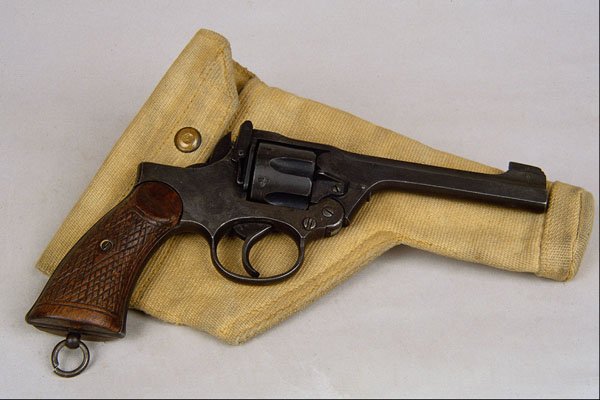 456062 Webley, .38 Cal. Revolver, Tan Canvas Service Holster A4 Photo Print