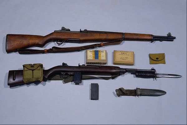 456088 Two U.S. Rifles top M1 Garrand Semi aut.;bottom M1 Carbine 30 Cal. A4 Photo Print