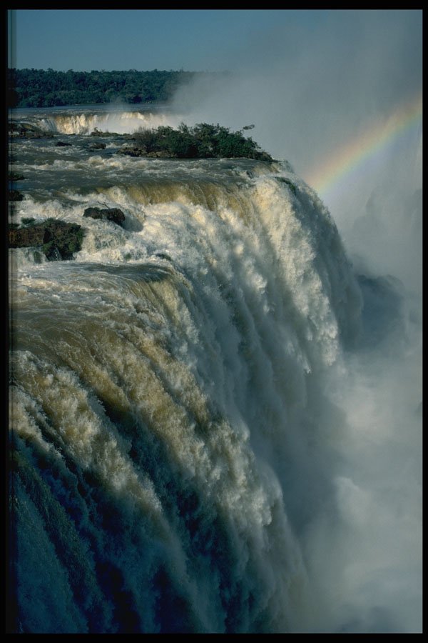459014 Iguacu Falls, Lip Of Falls With Rainbow, Brazil A4 Photo Print