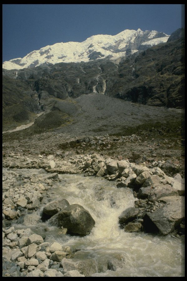 459058 Mountain And Glacial River, Peru A4 Photo Print