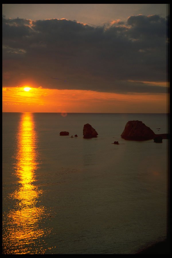 460005 Sunset At Aphrodite's Rock, Cyprus A4 Photo Print