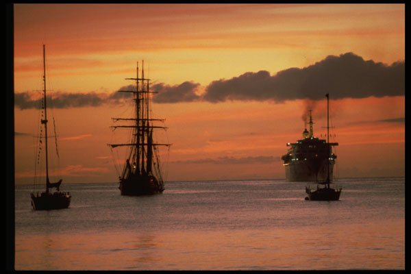 460011 Sunset With Cruise Liners Off Barbados A4 Photo Print