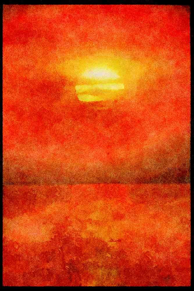 460013 Sunset Over The Pacific Ocean A4 Limited Edition Watercolour Print