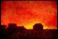 460014 Sunset Over Rural Farm, Nova Scotia, Canada A4 Limited Edition Watercolour Print