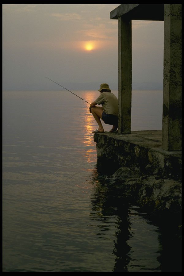 460021 Fishing At Sunset, Lake Kivu, Zaire A4 Photo Print