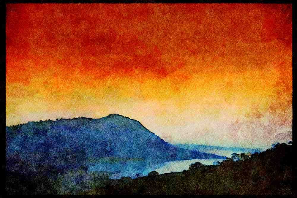 460026 Largest Artificial Lake, Africa A4 Limited Edition Watercolour Print