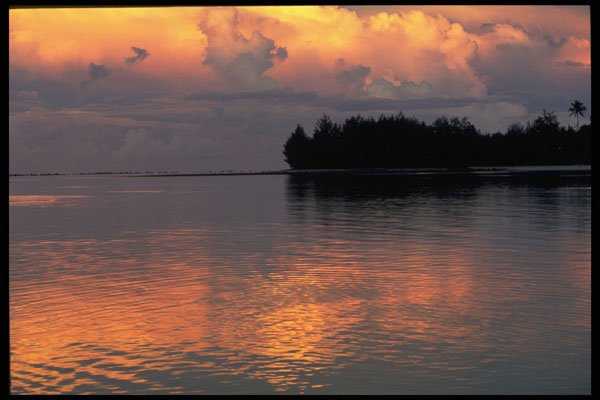 460032 Sunset Over The Pacific Ocean, Raratonga, Cook Islands A4 Photo Print