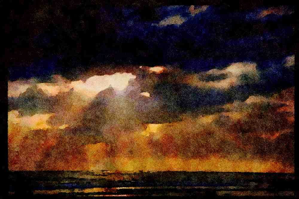 460033 Stormy Daybreak, Raratonga, South Pacific A4 Limited Edition Watercolour Print